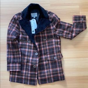 Elegant boys plaid  suit in browinsh brick color